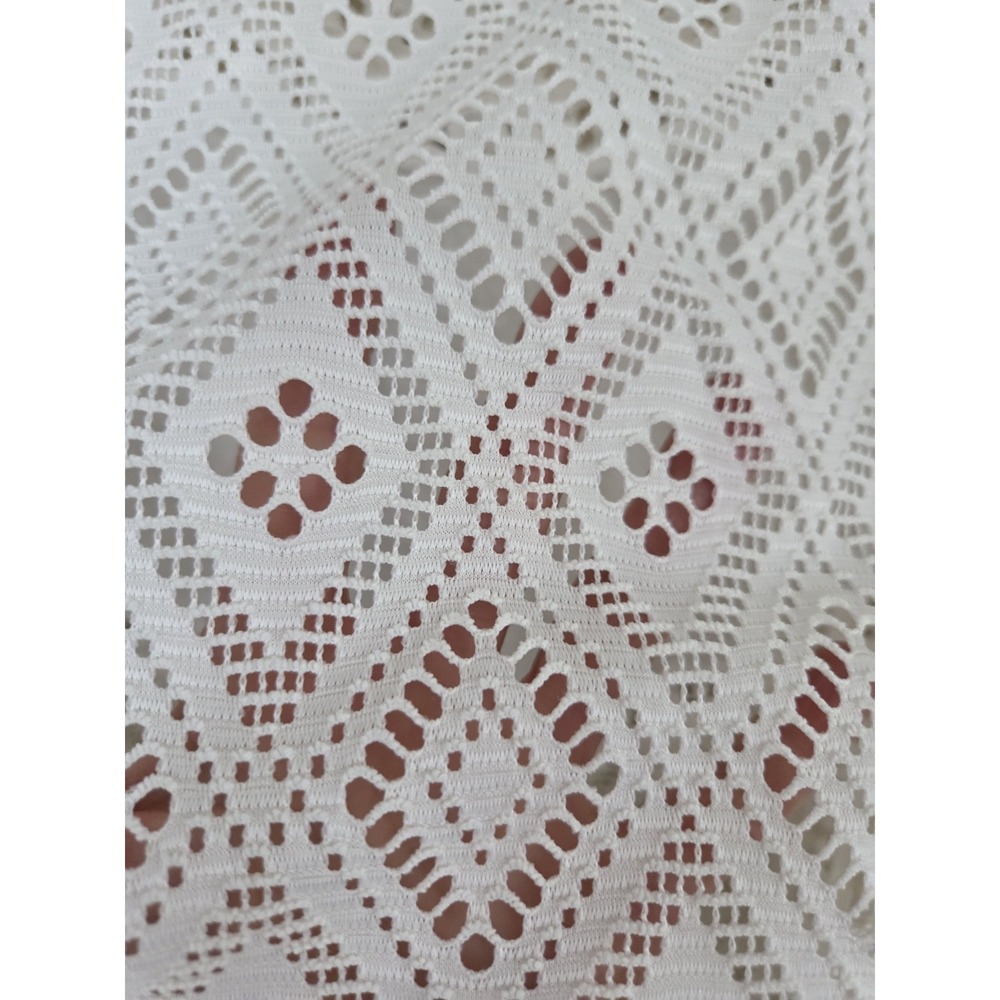 Miss Me Sheer Crochet Top Women's M Romantic Cottagecore Boho Fringe - Picture 4 of 10
